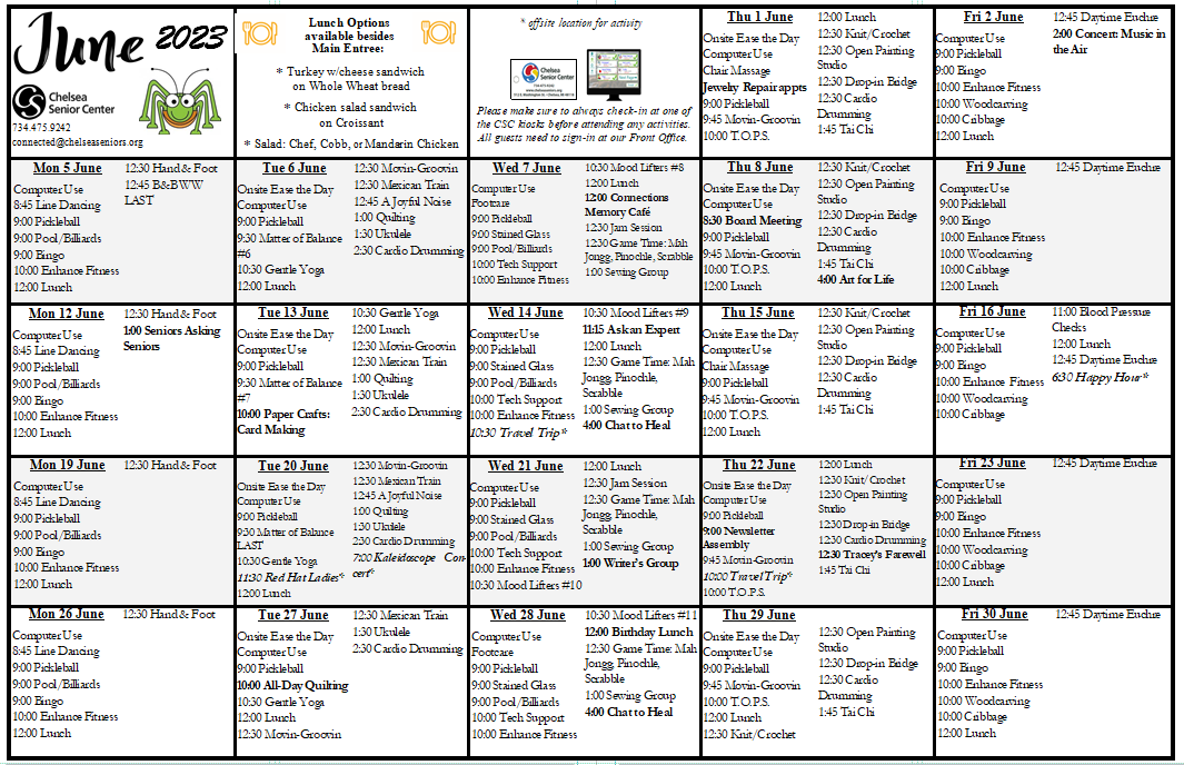 Calendar - Chelsea Senior Center